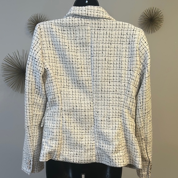 Women's Lined Tweed Double-Breasted Blazer - White NWOT - Picture 3 of 4